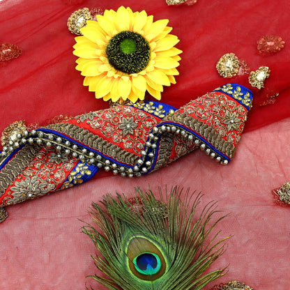 Indian Vintage Heavy Wedding Dupatta Red Net Long Stole Hand Embroidered By Designer Sabyasachi Scarves Zardozi Bridal Veil