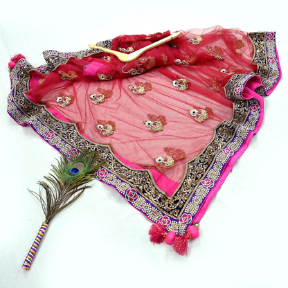 Indian Heavy Wedding Pink & Maroon Net/Mesh Hand Embroidered Lehenga 3pcs Set Designer By Anamika Khanna Party Wear