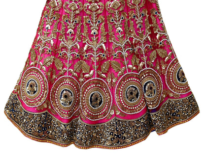 Indian Heavy Wedding Pink Net Hand Embroidered Lehenga/Skirt Designer By Anamika Khanna Bridal Wear Zardozi/ Dabka Bollywood skirt