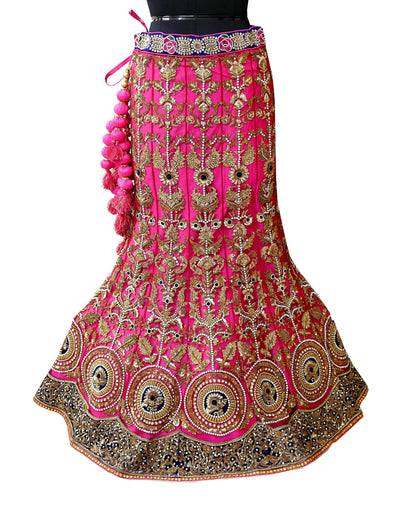 Indian Heavy Wedding Pink Net Hand Embroidered Lehenga/Skirt Designer By Anamika Khanna Bridal Wear Zardozi/ Dabka Bollywood skirt