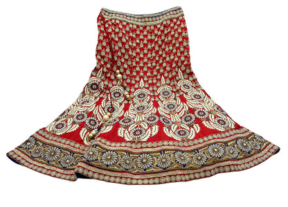 Indian Heavy Wedding red Hand Embroidered Lehenga/Skirt Designer By Anamika Khanna Bridal Wear Zardozi/ Dabka Bollywood skirt