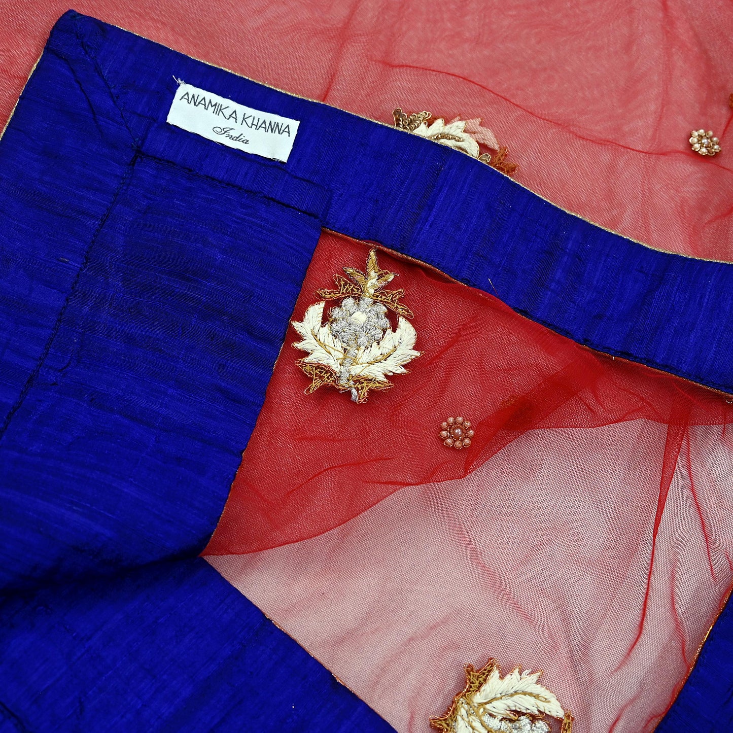 Indian Vintage Heavy Wedding red Net/Mesh/Velvet Hand Embroidered Dupatta Designer By Anamika Khanna Bridal Wear Dabka Zardozi Veil Hijab