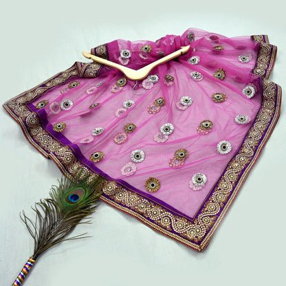 Indian Heavy Wedding purple Net & Chanderi silk Hand Embroidered Fish Cut Lehenga 2pcs Set Designer By Manish Malhotra Party Wear