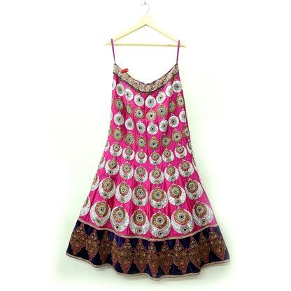 Indian Heavy Wedding purple Pure Chanderi Silk Hand Embroidered Lehenga/Skirt Designer By Manish Malhotra Bridal Wear Zardozi/ Dabka