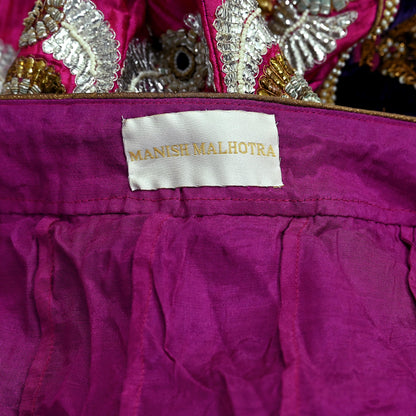 Indian Heavy Wedding purple Pure Chanderi Silk Hand Embroidered Lehenga/Skirt Designer By Manish Malhotra Bridal Wear Zardozi/ Dabka