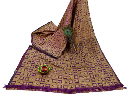 Indian Vintage Sari Purple Hand Embroidered Saree Pure Organza Silk Craft Fabric 5Yd Ethnic Dress Making Crafting Quilting