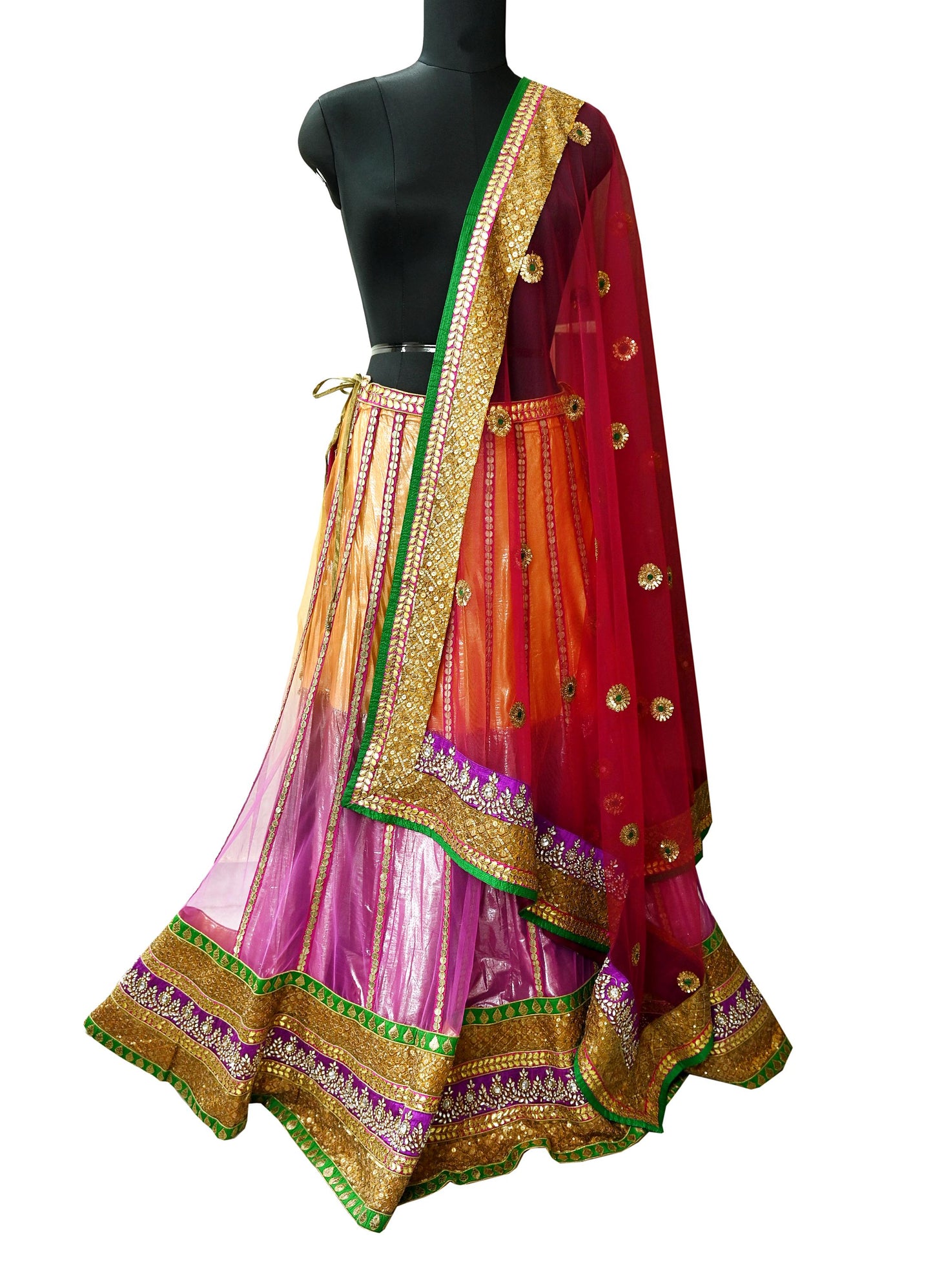 Indian Heavy Multi Mesh/Net Hand Embroidered Lehenga 3pcs Set By Designer Abu Jani Bridal Wear Bollywood Party wear