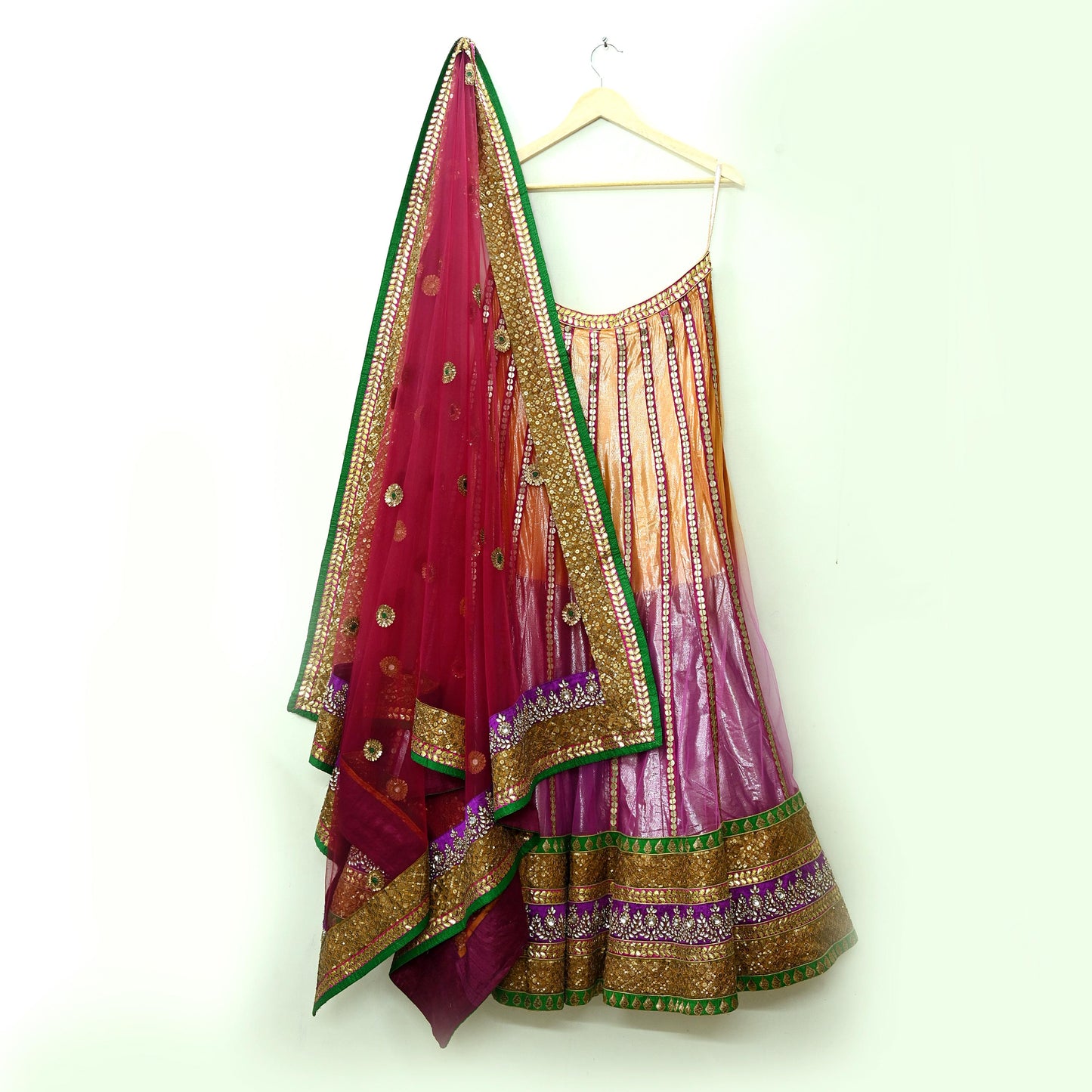 Indian Heavy Multi Mesh/Net Hand Embroidered Lehenga 3pcs Set By Designer Abu Jani Bridal Wear Bollywood Party wear