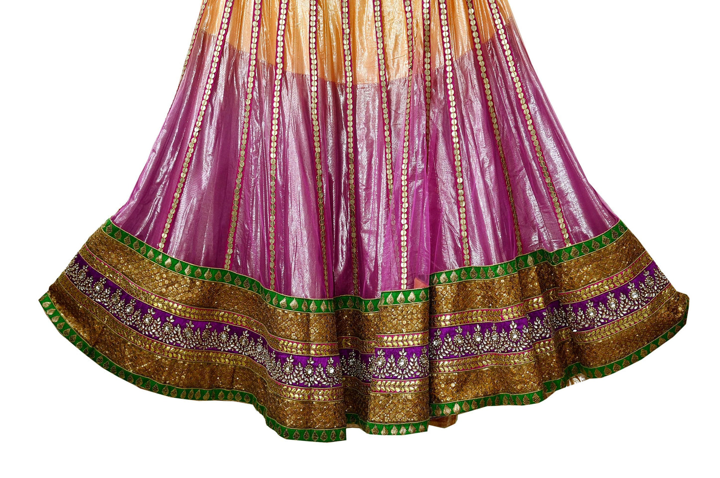 Indian Multi Heavy Wedding Net Hand Embroidered Lehenga/Skirt Designer By Abu Jani Zardozi Bridal Wear bollywood party wear gota patti