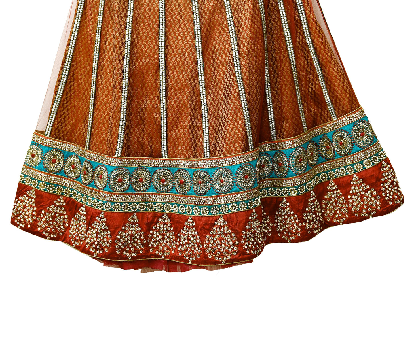 Indian Heavy Wedding red & green Net Hand Embroidered Lehenga/Skirt Designer By Anamika Khanna Bridal Wear Zardozi/ Dabka Bollywood skirt