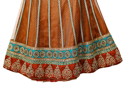 Indian Heavy Wedding red & green Net Hand Embroidered Lehenga/Skirt Designer By Anamika Khanna Bridal Wear Zardozi/ Dabka Bollywood skirt