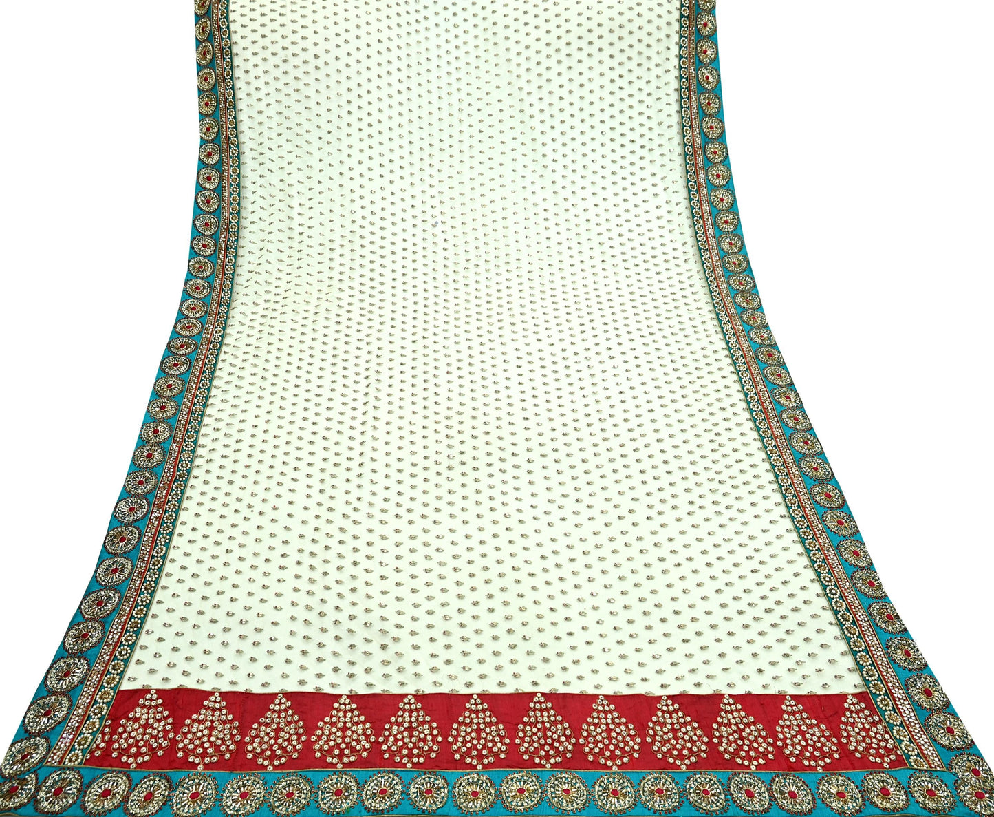 Indian Vintage Heavy Wedding Green Net/Mesh/Velvet Hand Embroidered Dupatta Designer By Anamika Khanna Bridal Wear Dabka Zardozi Veil Hijab