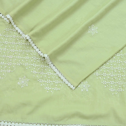 Indian Vintage Dupatta Green Long Stole Cotton Handmade Chikankari Scarves Veil Scarf Wrap Hippie Boho Soft