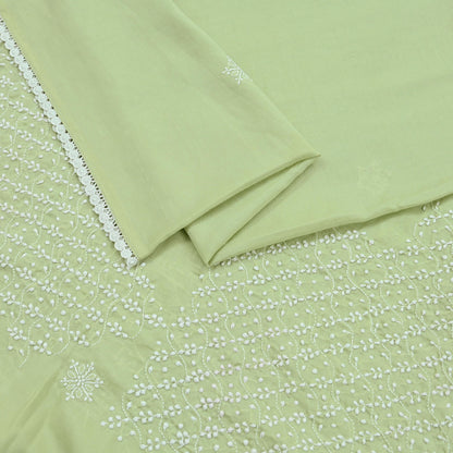 Indian Vintage Dupatta Green Long Stole Cotton Handmade Chikankari Scarves Veil Scarf Wrap Hippie Boho Soft