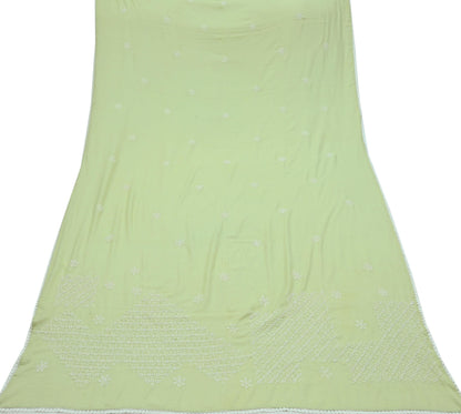 Indian Vintage Dupatta Green Long Stole Cotton Handmade Chikankari Scarves Veil Scarf Wrap Hippie Boho Soft