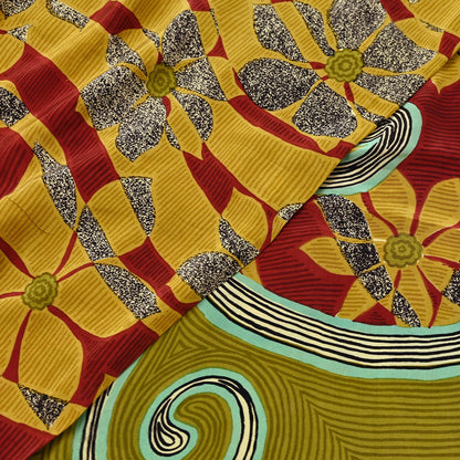 Indian Vintage Sari Multi Pure Crepe Silk Printed Saree 5yard Sewing Craft Fabric Wrap Dressmaking Crafting Upcycle Quilting Abstract
