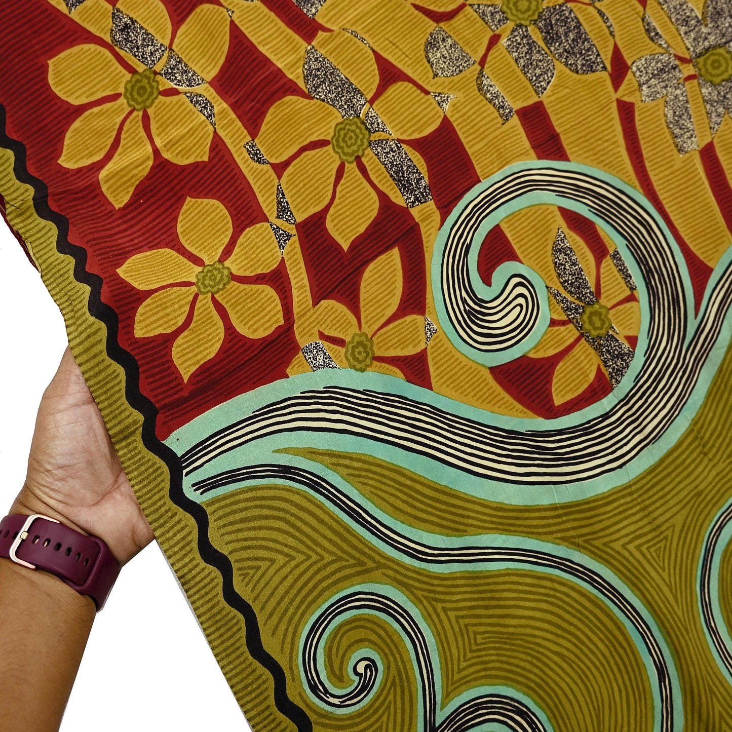 Indian Vintage Sari Multi Pure Crepe Silk Printed Saree 5yard Sewing Craft Fabric Wrap Dressmaking Crafting Upcycle Quilting Abstract