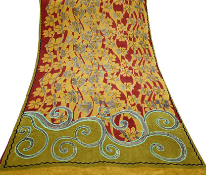 Indian Vintage Sari Multi Pure Crepe Silk Printed Saree 5yard Sewing Craft Fabric Wrap Dressmaking Crafting Upcycle Quilting Abstract