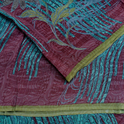 Indian Vintage Sari Pure Georgette Silk Printed Saree Craft Fabric Sewing 5Yd Soft Light Dress Making Abstract Crafting Quilting