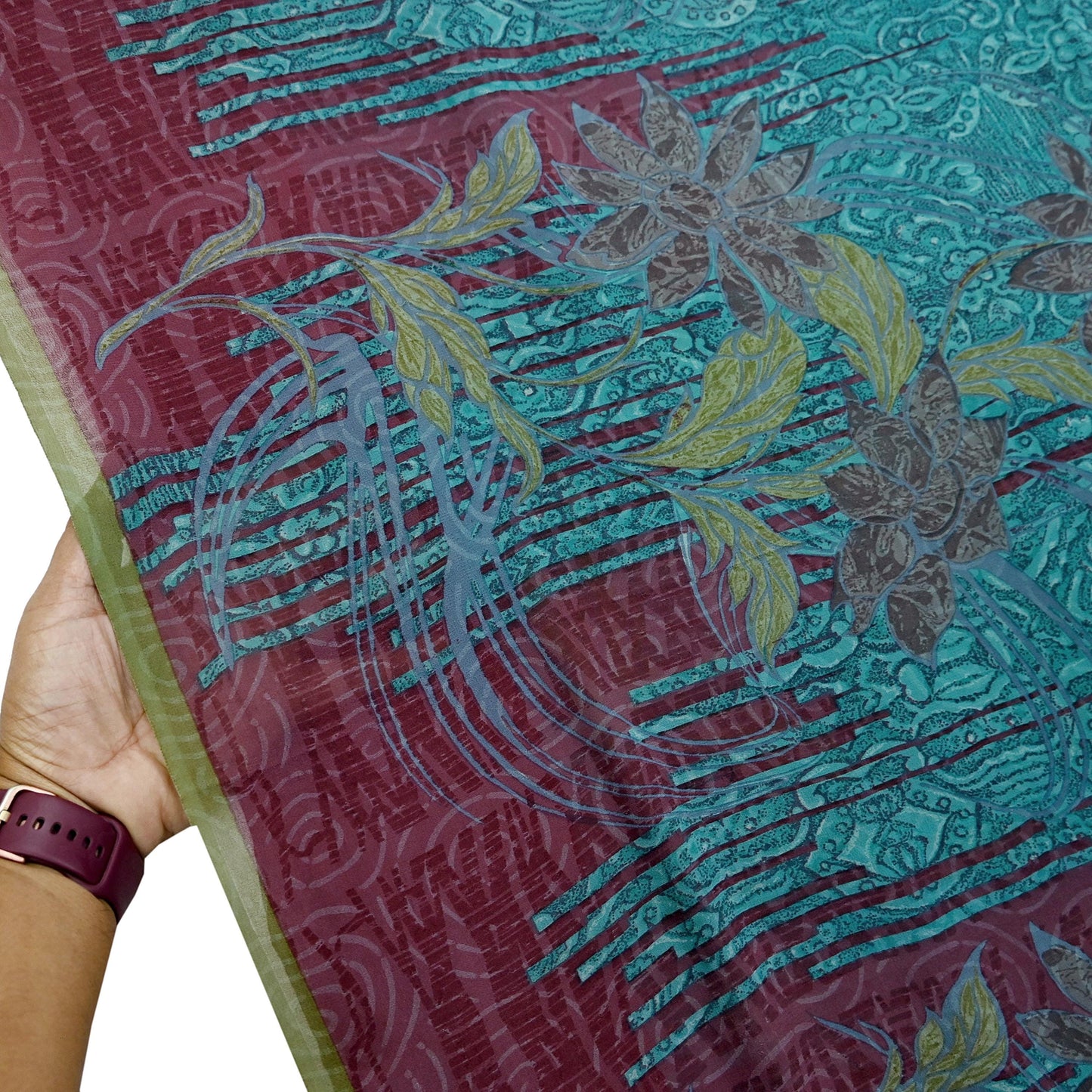 Indian Vintage Sari Pure Georgette Silk Printed Saree Craft Fabric Sewing 5Yd Soft Light Dress Making Abstract Crafting Quilting