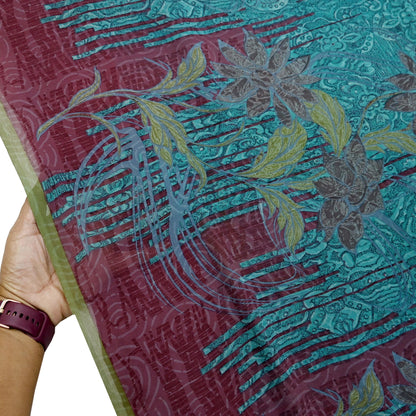 Indian Vintage Sari Pure Georgette Silk Printed Saree Craft Fabric Sewing 5Yd Soft Light Dress Making Abstract Crafting Quilting