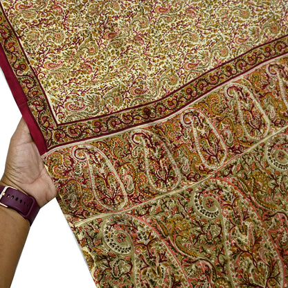 Indian Vintage Sari Beige Pure Silk Printed Saree 6Yards Soft Floral Fabric for Dressmaking, Quilting, Crafting, Sewing, Dress Making
