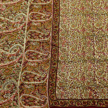 Indian Vintage Sari Beige Pure Silk Printed Saree 6Yards Soft Floral Fabric for Dressmaking, Quilting, Crafting, Sewing, Dress Making