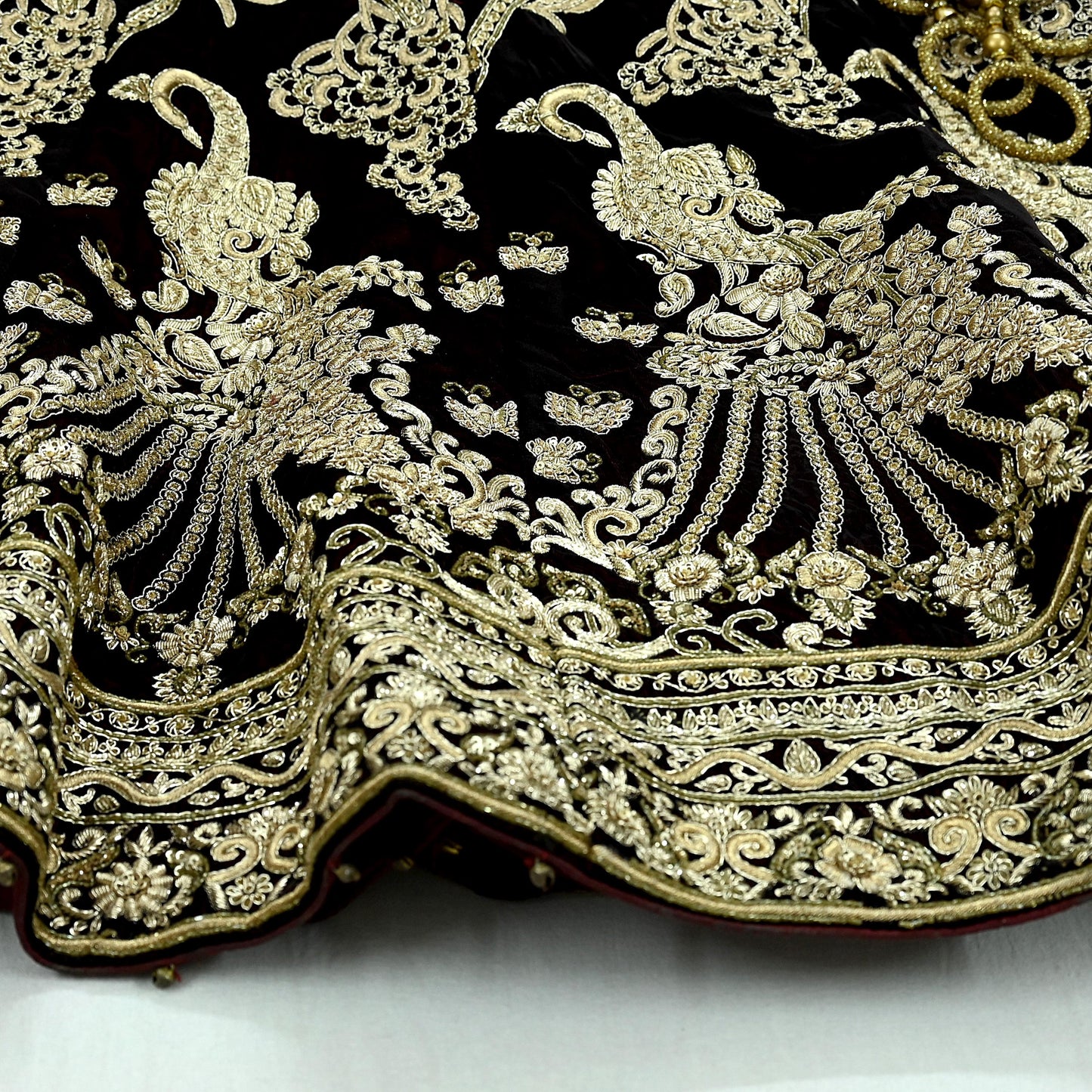 Indian Heavy Wedding Maroon Velvet Hand Embroidered Lehenga/Skirt Designer By Manish Malhotra Bridal Wear Zardozi/ Dabka