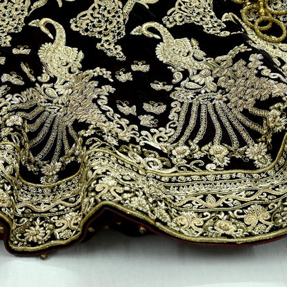 Indian Heavy Wedding Maroon Velvet Hand Embroidered Lehenga/Skirt Designer By Manish Malhotra Bridal Wear Zardozi/ Dabka