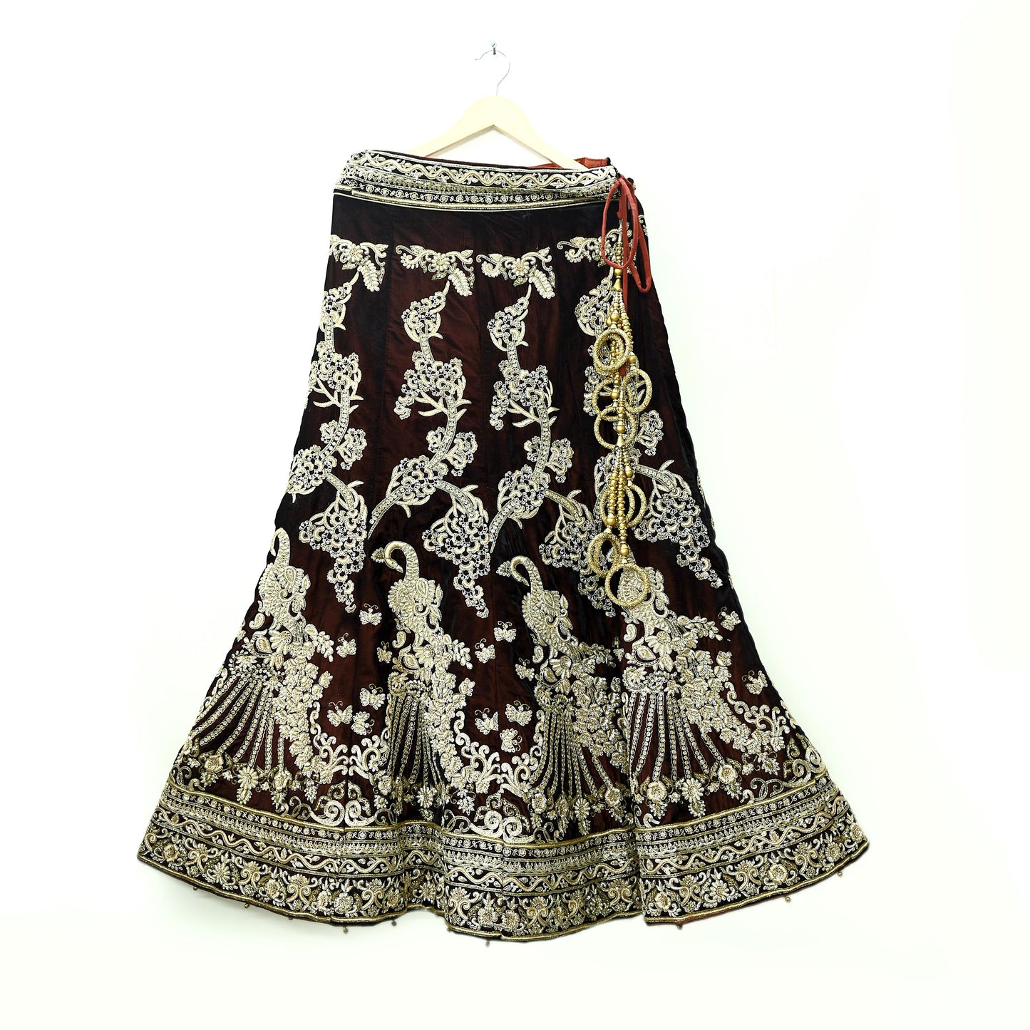 Indian Heavy Wedding Maroon Velvet Hand Embroidered Lehenga/Skirt Designer By Manish Malhotra Bridal Wear Zardozi/ Dabka