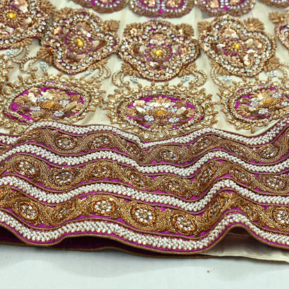 Indian Heavy Wedding White Net/Mesh Hand Embroidered Lehenga/Skirt Designer By Manish Malhotra Bridal Wear Zardozi/ Dabka Bollywood skirt