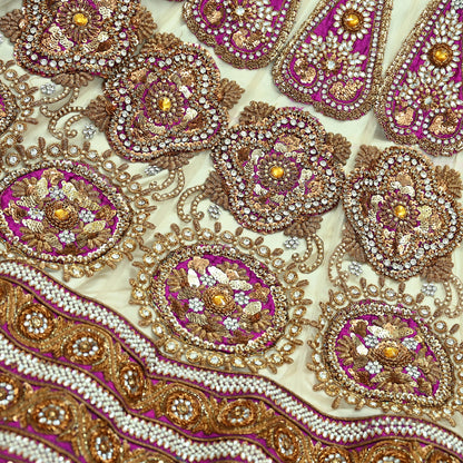 Indian Heavy Wedding White Net/Mesh Hand Embroidered Lehenga/Skirt Designer By Manish Malhotra Bridal Wear Zardozi/ Dabka Bollywood skirt