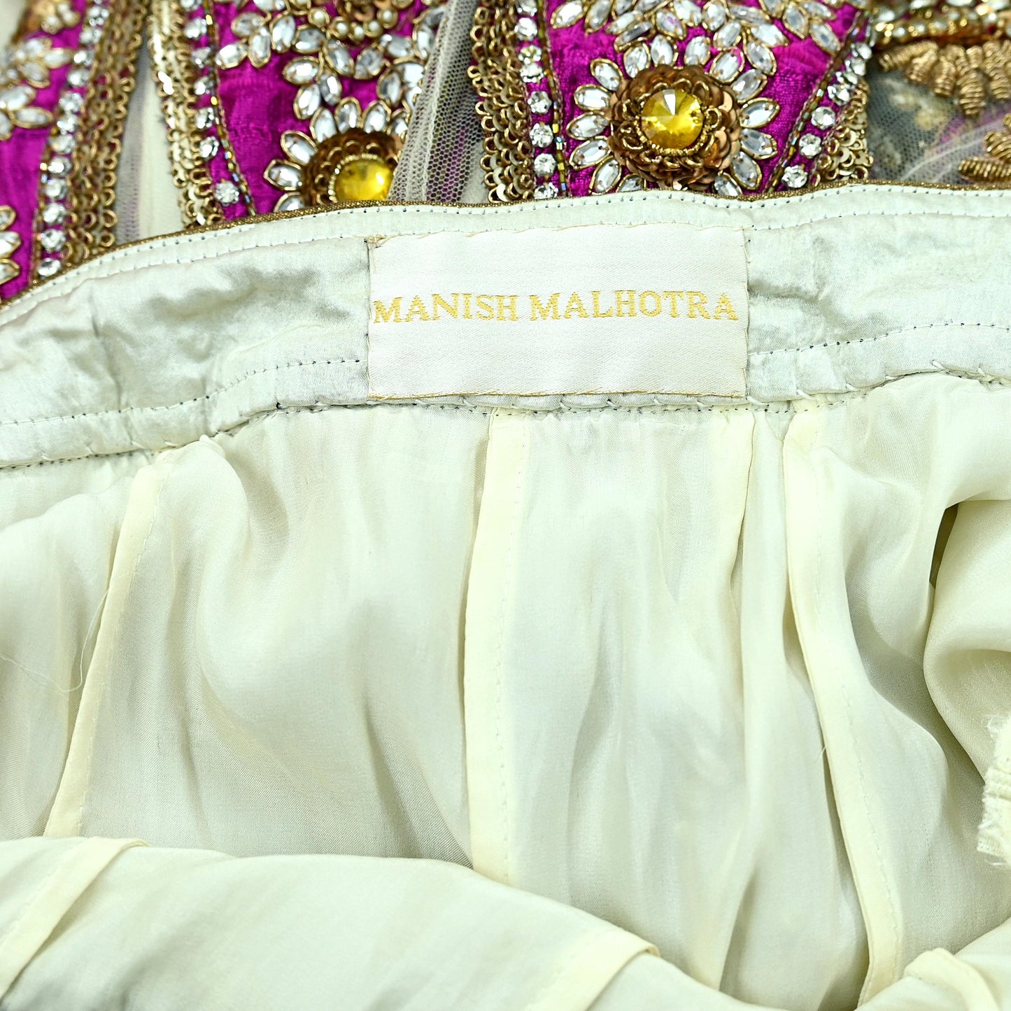 Indian Heavy Wedding White Net/Mesh Hand Embroidered Lehenga/Skirt Designer By Manish Malhotra Bridal Wear Zardozi/ Dabka Bollywood skirt