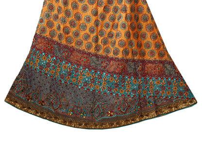 Indian Heavy Wedding Saffron & Maroon Pure Chanderi Silk Hand Embroidered Lehenga/Skirt Designer By Manish Malhotra Bridal Wear Zardozi