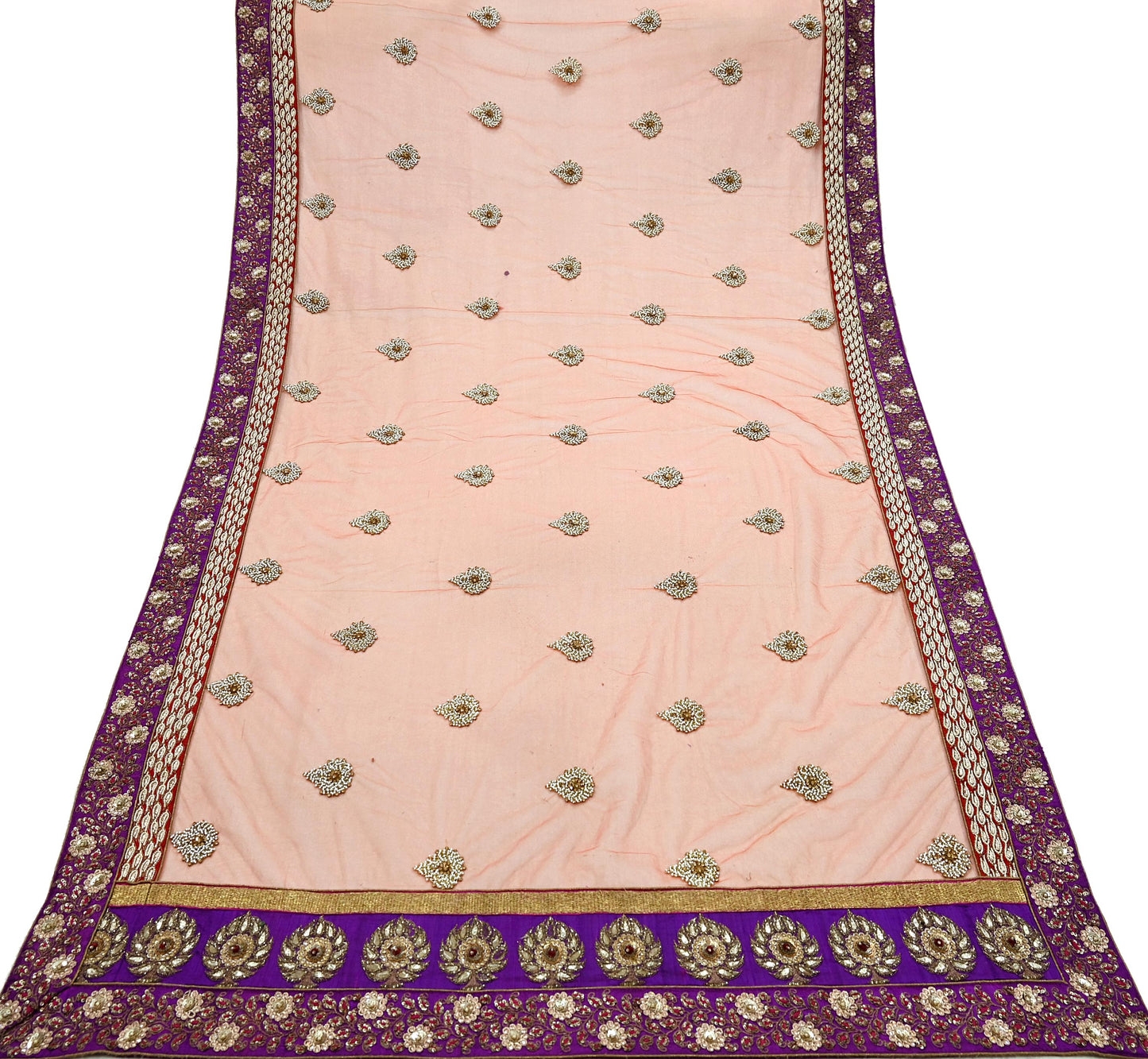 Indian Vintage Heavy Wedding Dupatta Orange Net Long Stole Hand Embroidered By Designer Sabyasachi Scarves Zardozi Bridal Veil