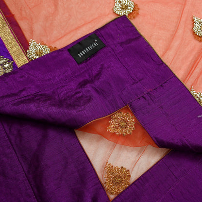 Indian Vintage Heavy Wedding Dupatta Orange Net Long Stole Hand Embroidered By Designer Sabyasachi Scarves Zardozi Bridal Veil