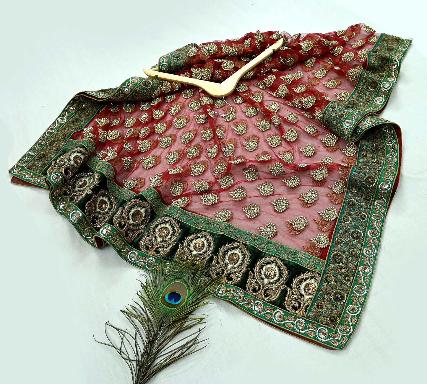 Indian Vintage Heavy Wedding Dupatta Maroon Net Long Stole Hand Embroidered By Designer Sabyasachi Scarves Zardozi Bridal Veil Hijab