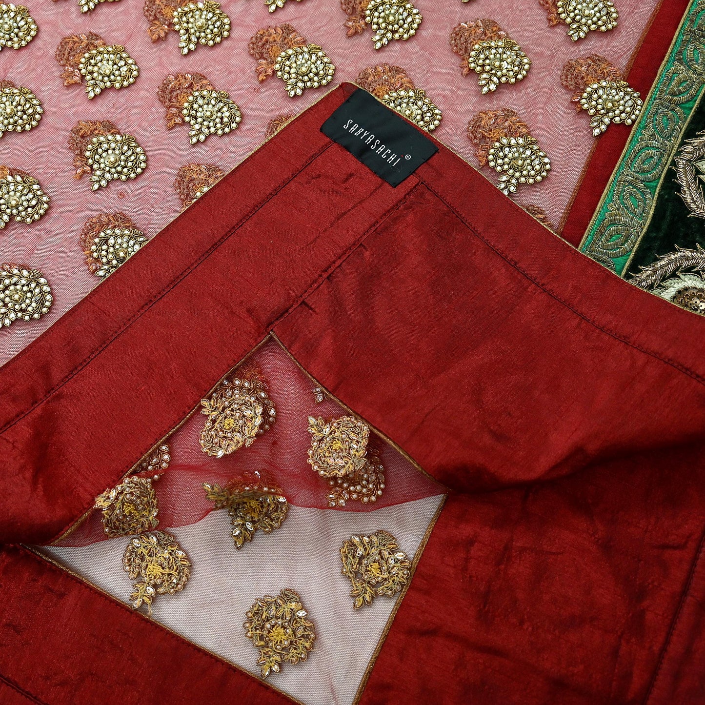 Indian Vintage Heavy Wedding Dupatta Maroon Net Long Stole Hand Embroidered By Designer Sabyasachi Scarves Zardozi Bridal Veil Hijab