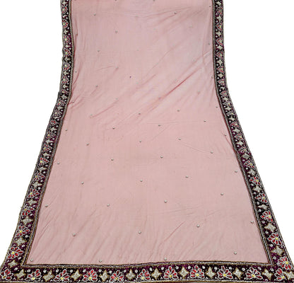 Indian Vintage Heavy Wedding Maroon Dupatta Net Mesh Long Stole Hand Embroidered Scarves Golden Zardozi Zari Sequins Dridal Veil Hijab