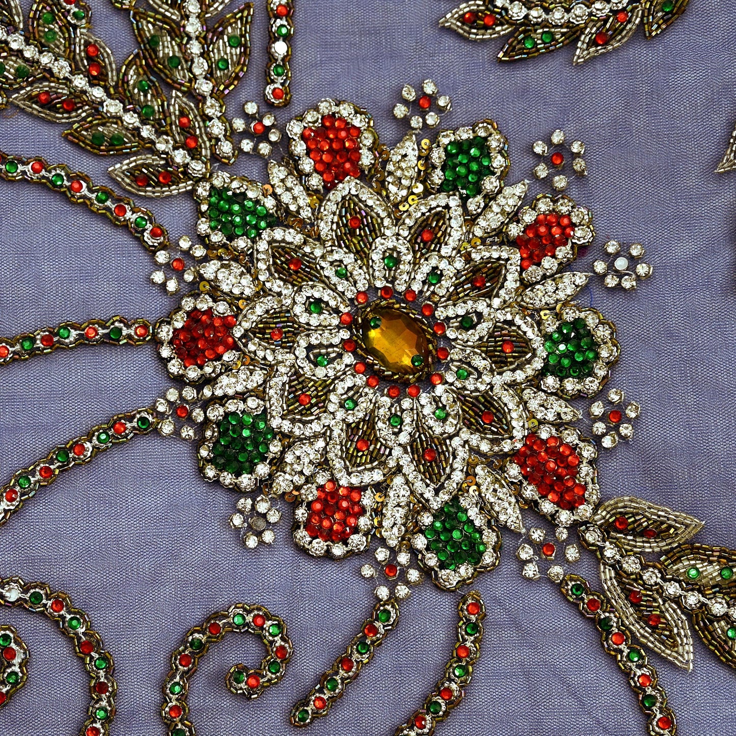 Indian Vintage Heavy Sari Purple Net/Mesh Hand Embroidered Sarees Craft Fabric 5Yd Sewing Soft Zardozi Wedding sarees With Blouse fabric