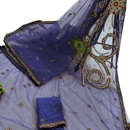 Indian Vintage Heavy Sari Purple Net/Mesh Hand Embroidered Sarees Craft Fabric 5Yd Sewing Soft Zardozi Wedding sarees With Blouse fabric