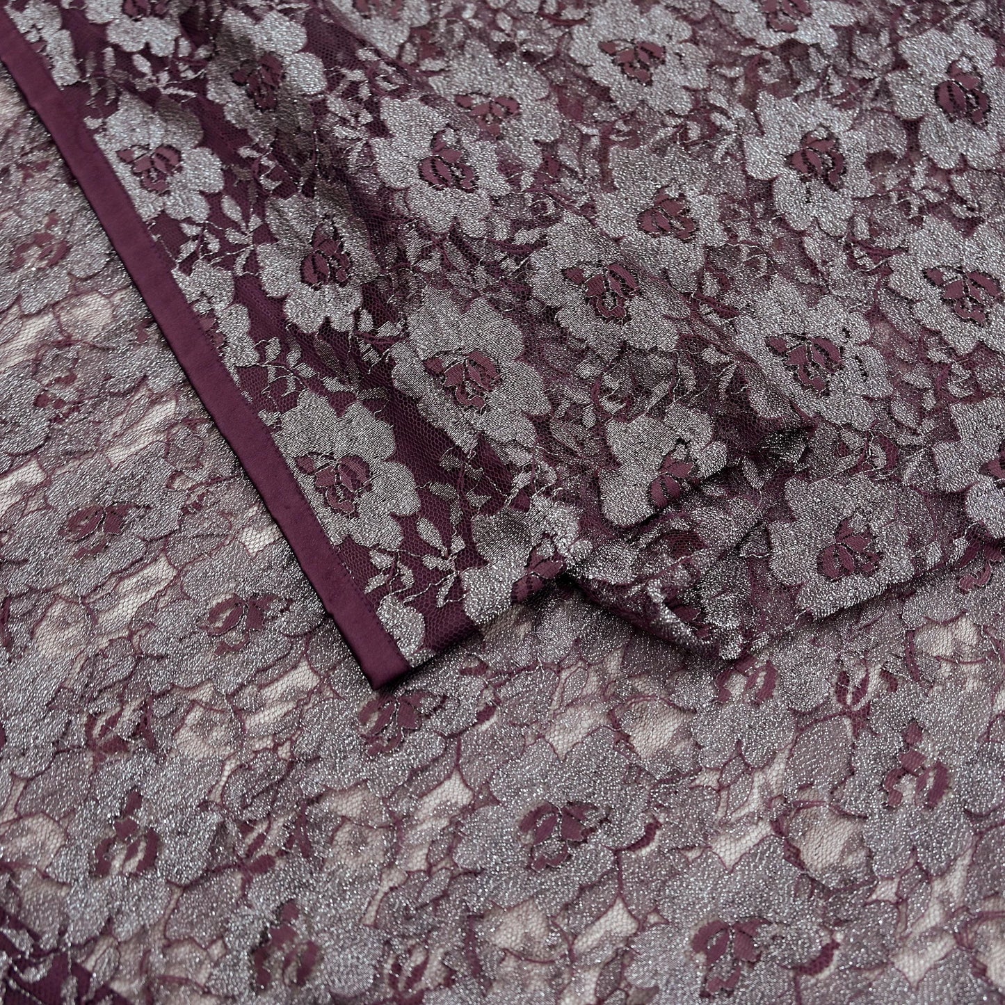 Indian Vintage Maroon Saree Net/Mesh Hand Embroidered Sari Craft Fabric Floral 6Yd Sewing Dress making Crafting Quilting Upcycle
