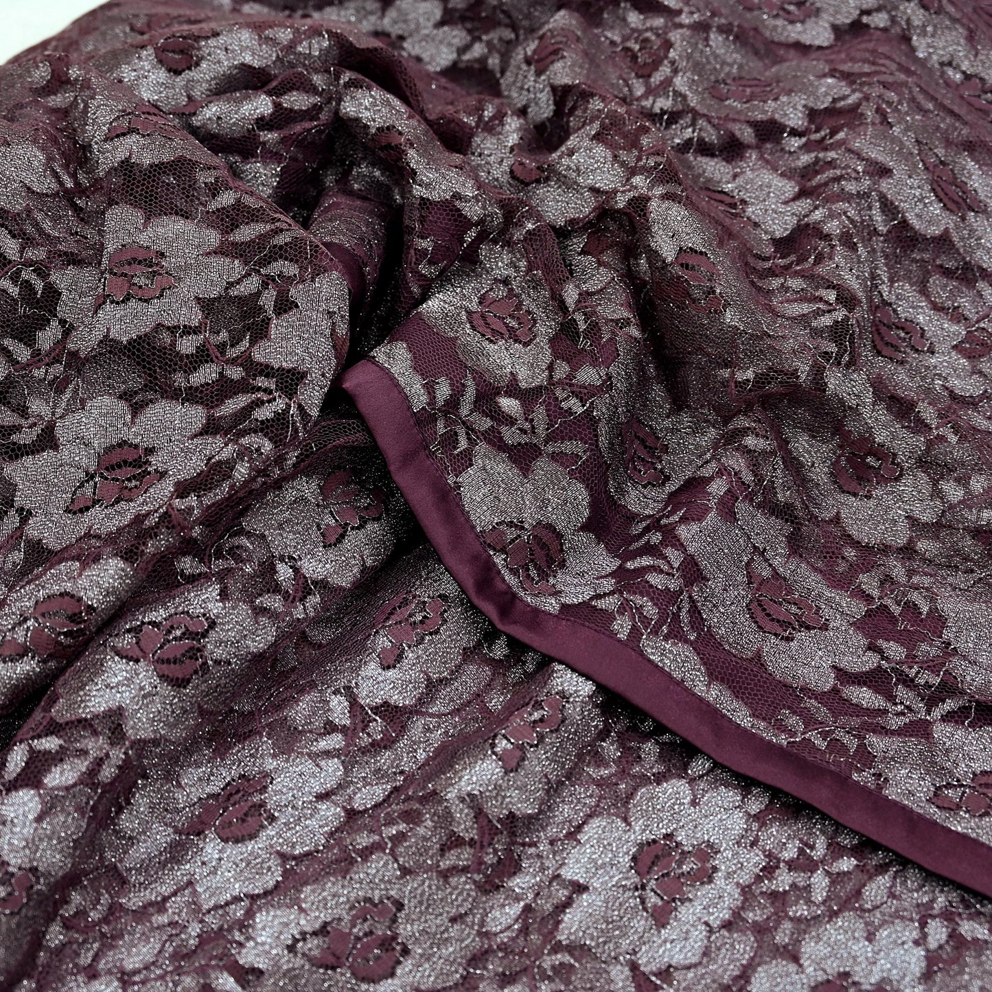 Indian Vintage Maroon Saree Net/Mesh Hand Embroidered Sari Craft Fabric Floral 6Yd Sewing Dress making Crafting Quilting Upcycle