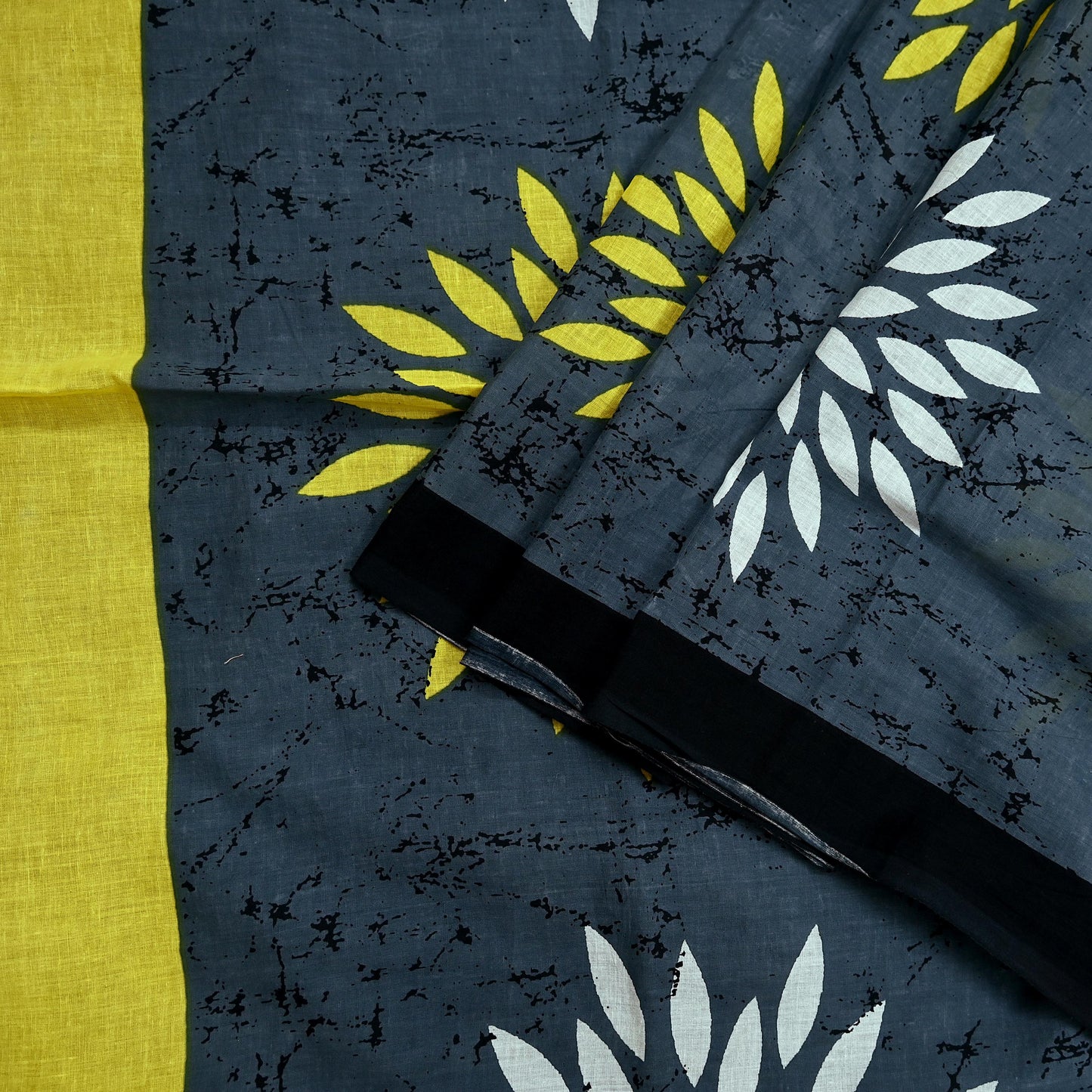 Indian Vintage Gray Saree Printed Pure Cotton Sari Craft Fabric 5Yd Sewing Soft Sarong Wrap Boho Floral Quilting Crafting