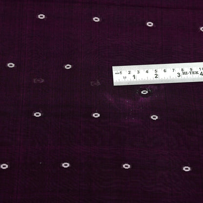 Vintage Handwoven Cotton Sari: Purple Floral Fabric, Ethnic Crafting 5yd