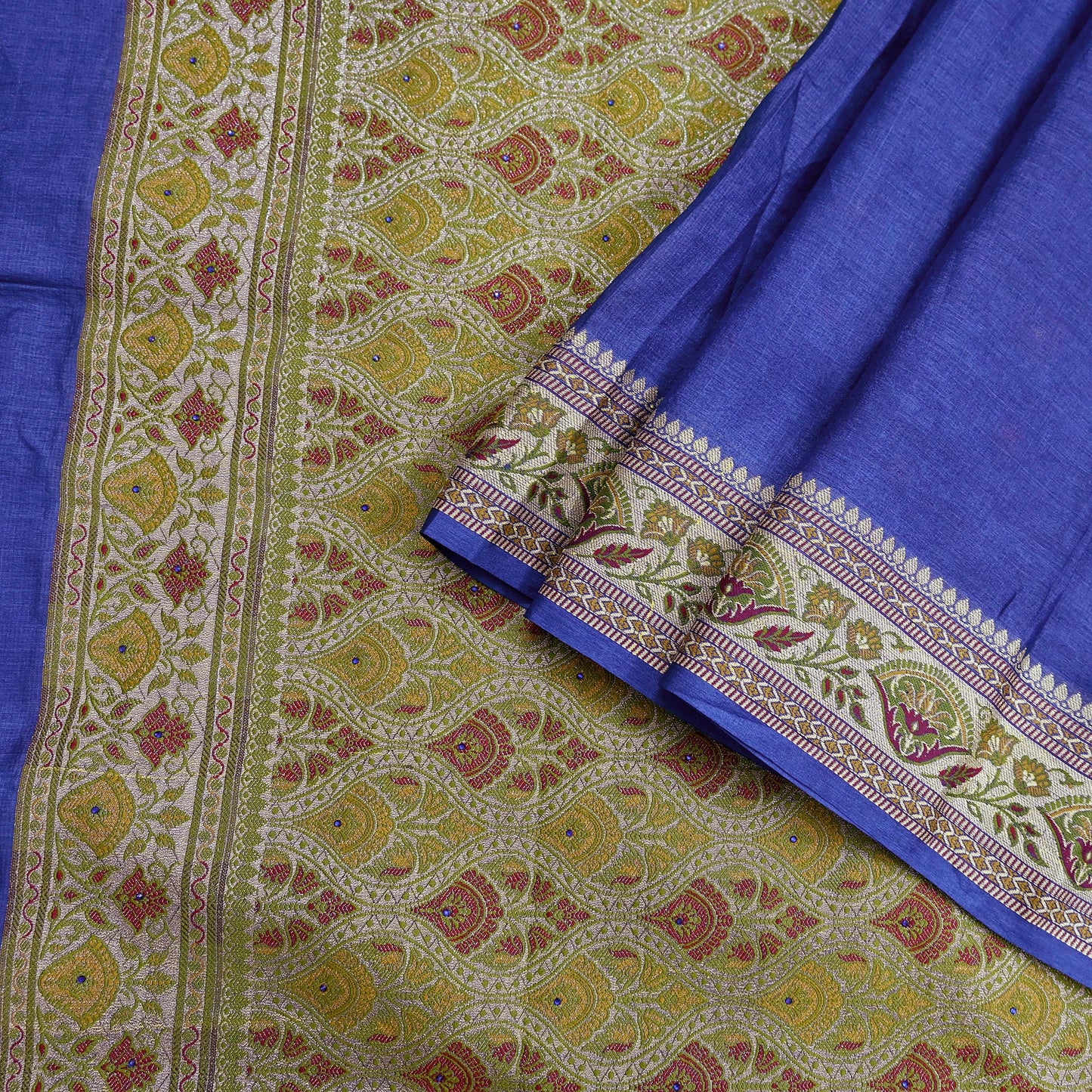 Indian Vintage Sari Blue Pure Tussar Silk Hand Woven Sarees 5Yard Sewing Ethnic Crafting Craft Fabric Dress making Upcycle Used