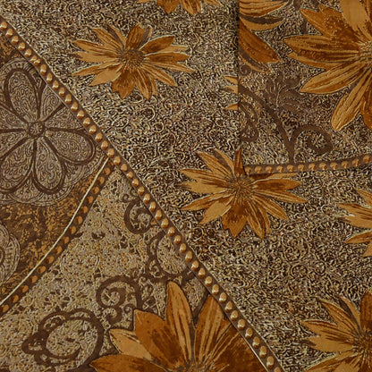 Women Vintage Sari Brown Pure Georgette Silk Printed Saree Craft Fabric Sewing 5Yard Soft Light Dress Making Floral