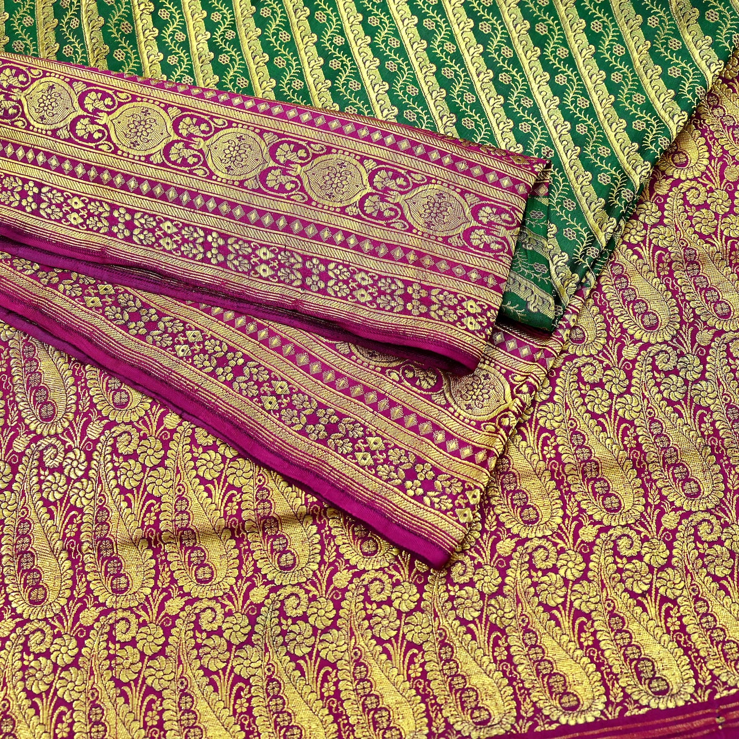 Indian Vintage Sari Heavy Pure Satin Silk Woven Banarasi Brocade Saree Zari 5Yd Ethnic Dress making Crafting Bollywood