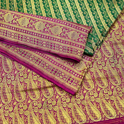 Indian Vintage Sari Heavy Pure Satin Silk Woven Banarasi Brocade Saree Zari 5Yd Ethnic Dress making Crafting Bollywood