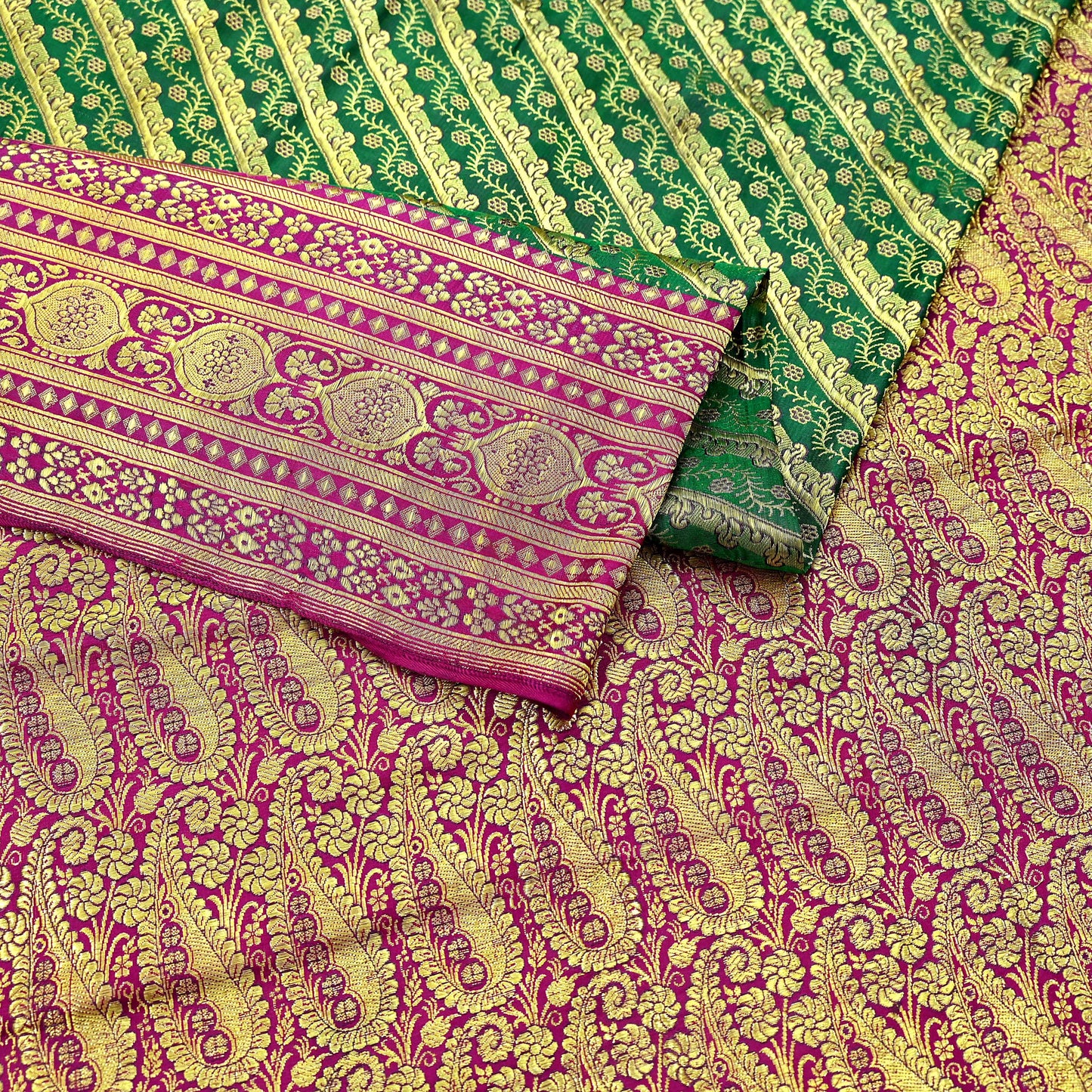 Indian Vintage Sari Heavy Pure Satin Silk Woven Banarasi Brocade Saree Zari 5Yd Ethnic Dress making Crafting Bollywood